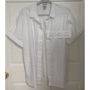 Chico’s White Button Front No Iron Short Sleeve Shirt Size 2